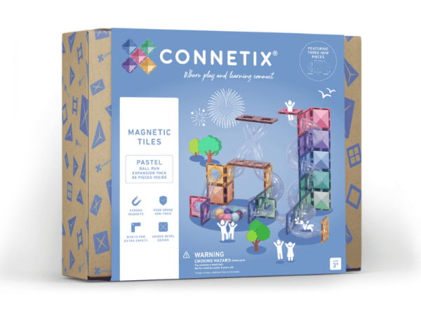 Connetix Tuiles Magnétiques - Ensemble Parcours de balles 80 Morceaux Pastel