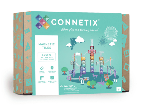 Connetix Tuiles Magnétiques - Ensemble Parcours de balles 106 Morceaux Pastel