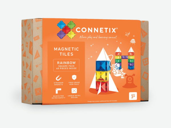 Connetix Tuiles Magnétiques - Ensemble de carrés Arc-en-ciel 42 morceaux