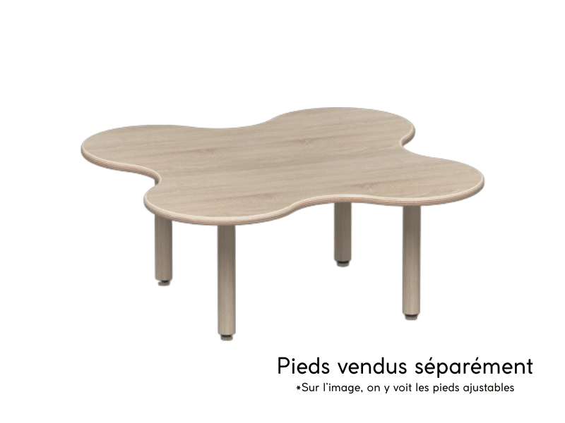 Plateau de table en forme de trèfle - Bois naturel ou blanc - 80 x 80 – Image 2