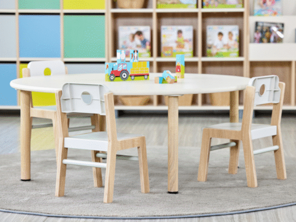 Plateau de table circulaire - Bois naturel ou blanc - 120 x 120