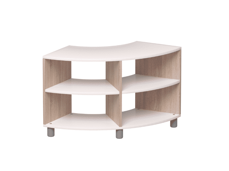 Meuble de rangement angulaire - 4 compartiments et 2 étages (angle de 90 degrés)