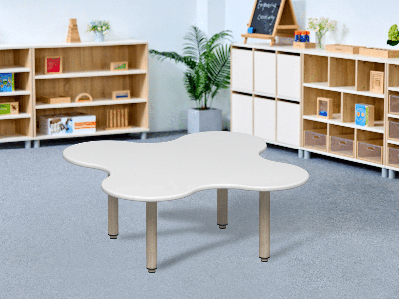 Plateau de table en forme de trèfle - Bois naturel ou blanc - 80 x 80