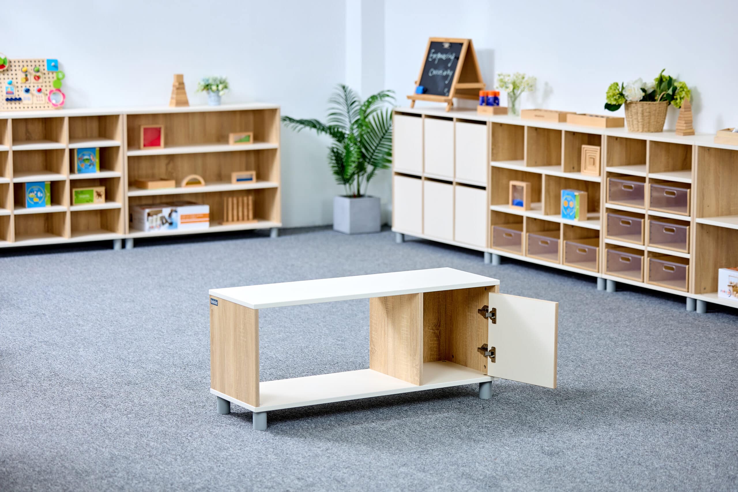 Meuble de rangement semi-ouvert avec porte - 2 compartiments et 1 étage – Image 3