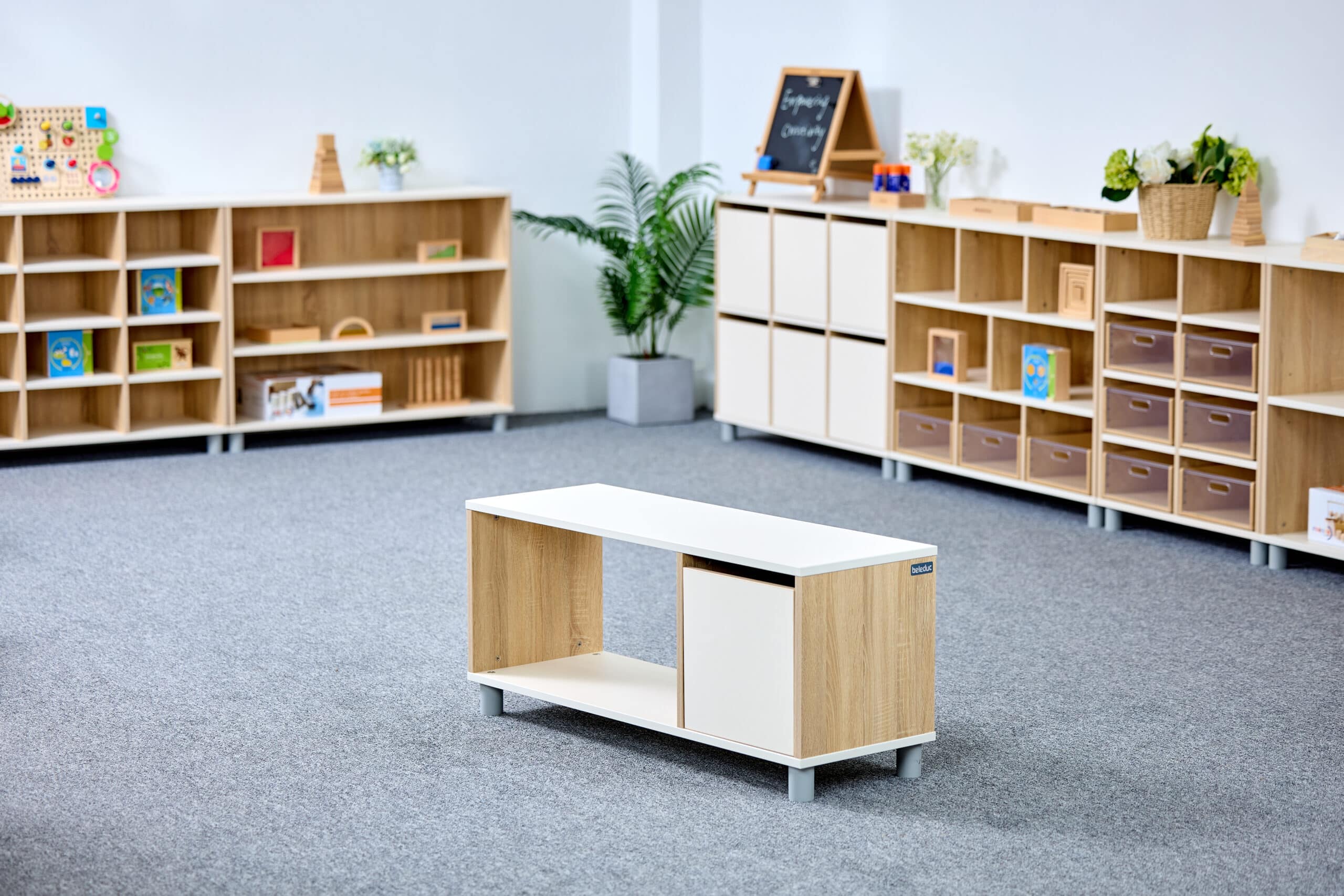 Meuble de rangement semi-ouvert avec porte - 2 compartiments et 1 étage – Image 2
