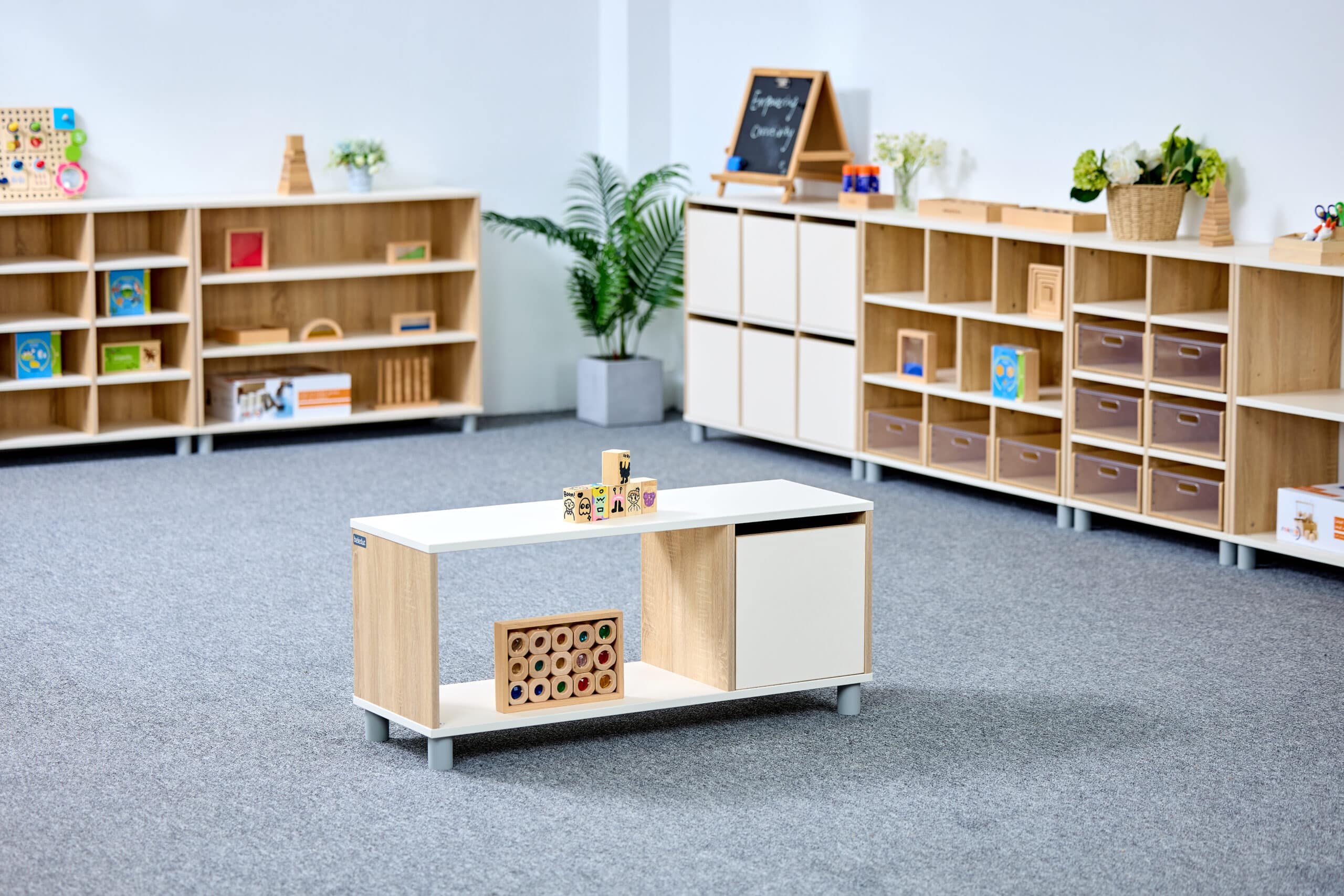 Meuble de rangement semi-ouvert avec porte - 2 compartiments et 1 étage – Image 5
