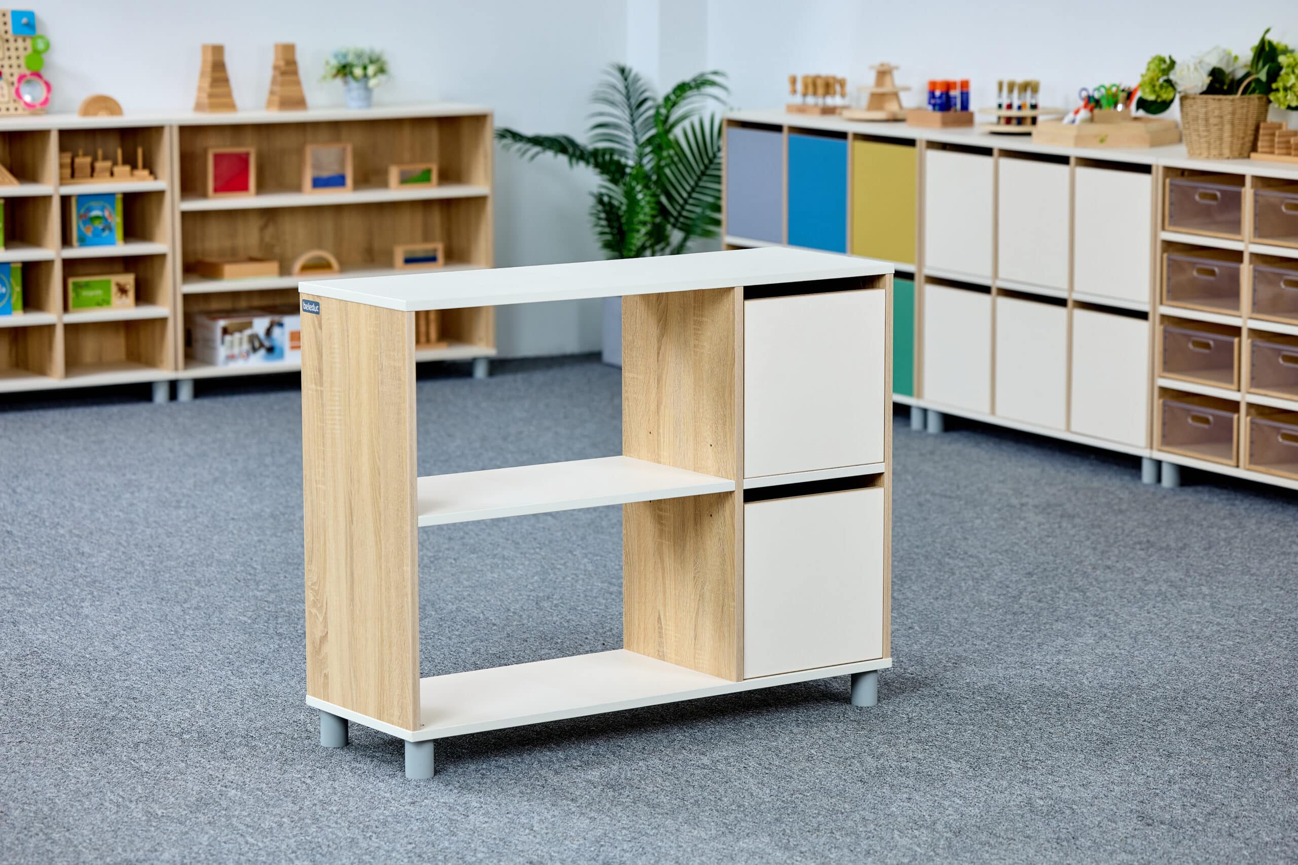 Meuble de rangement semi-ouvert avec portes - 4 compartiments et 2 étages – Image 2