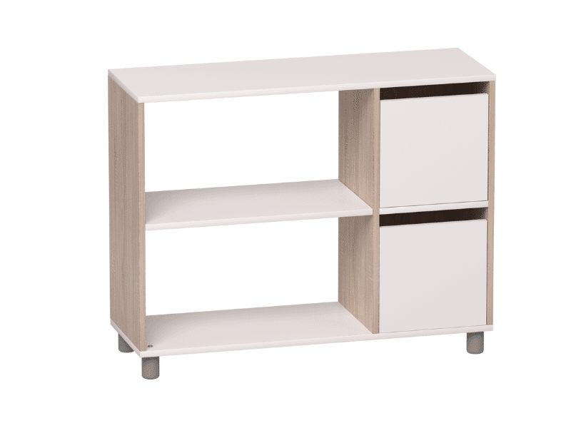 Meuble de rangement semi-ouvert avec portes - 4 compartiments et 2 étages