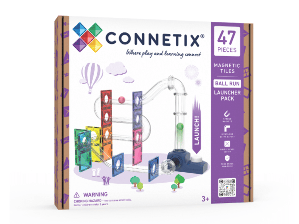 Connetix Tuiles Magnétiques - Ensemble Lanceur de parcours à balles 47 morceaux