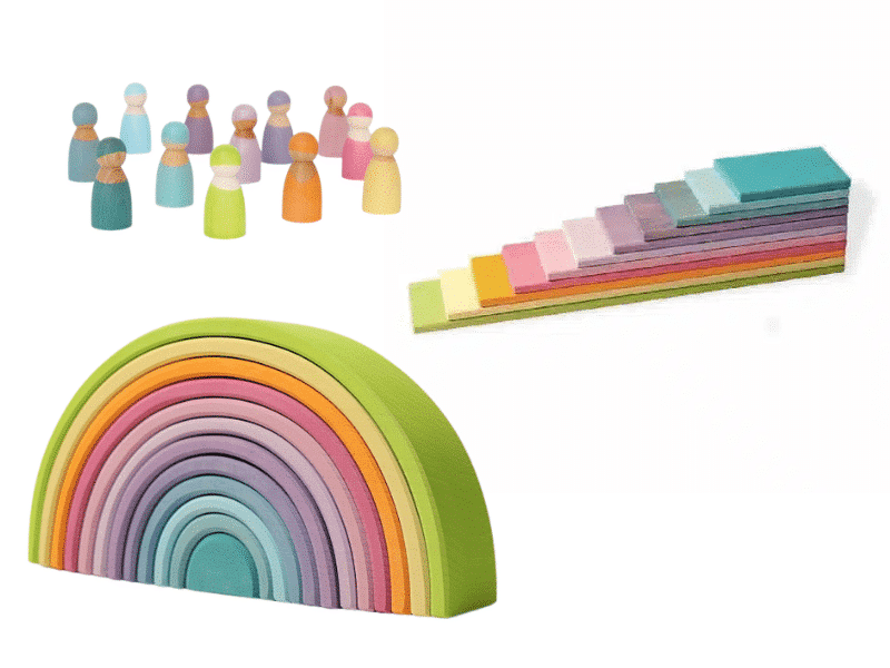 Coffret spécial Grimm's - Grand arc-en-ciel, 11 planchettes et 12 personnages pastel - 20% de RABAIS